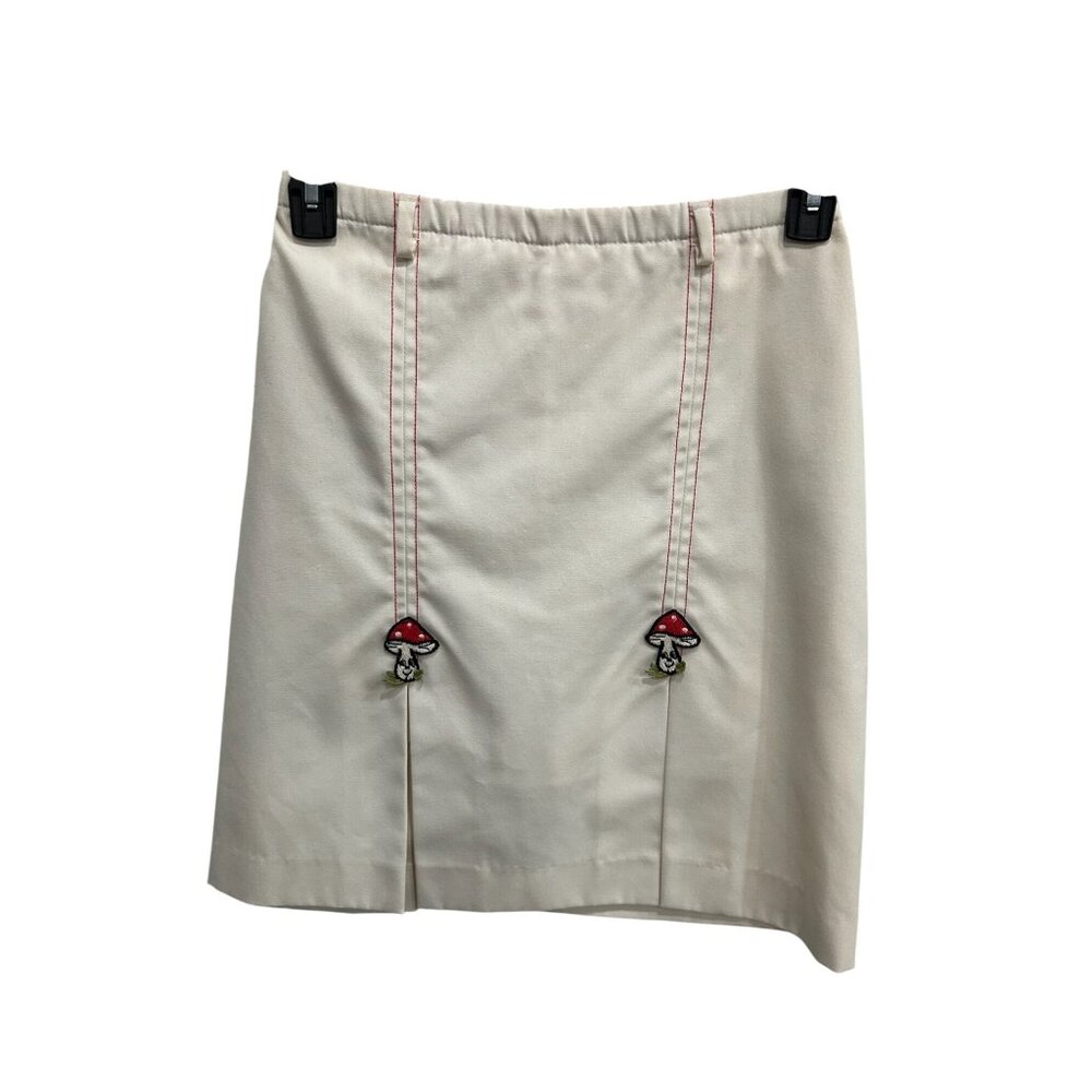 Vintage Harburt Elastic Waist Pull On Skort Cream Sz 6 Front Slits Mushroom